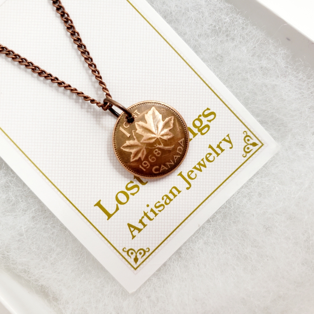 Copper Maple Leaf 1968 Pendant Necklace